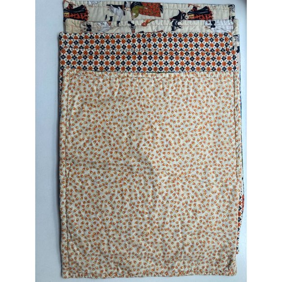 Handmade Festive Fall Halloween Quilted Placemat Set Witch Pumpkin Ghost Leaves - Picture 5 of 10